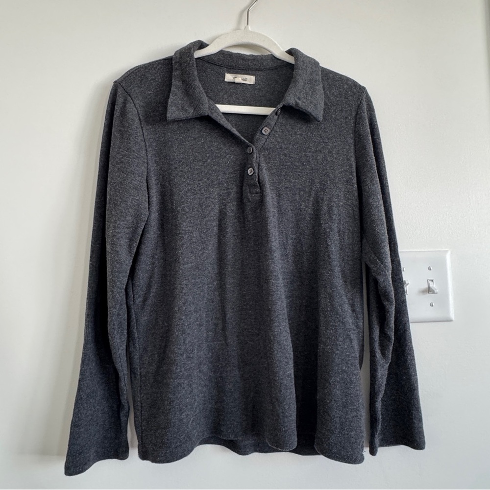 Madewell Ribbed Long Sleeve Collared Shirt